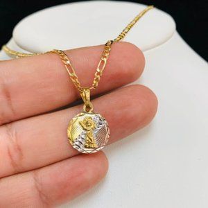 GF Divino Niño Pendant • Divino Niño Necklace 20" • Baby Jesus Jewelry 17x14mm.